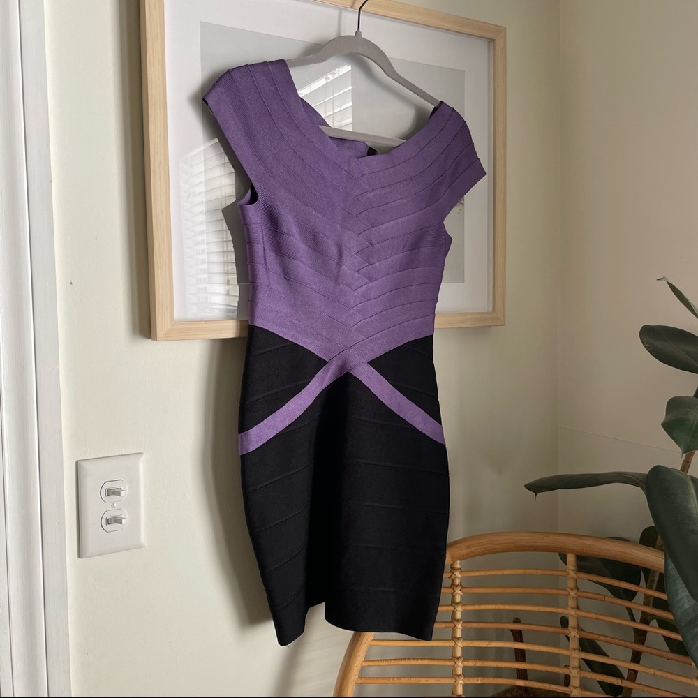 RARE Herve Leger Bandage Dress Purple and Black